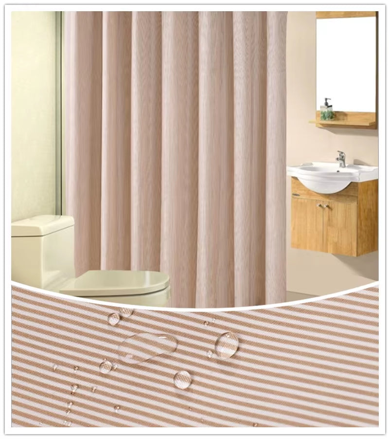 . Bathroom Waterproof Shower Curtain. Beige Pinstripe Shower Curtain. High-Quality Thickening Shower Curtain - Puck's