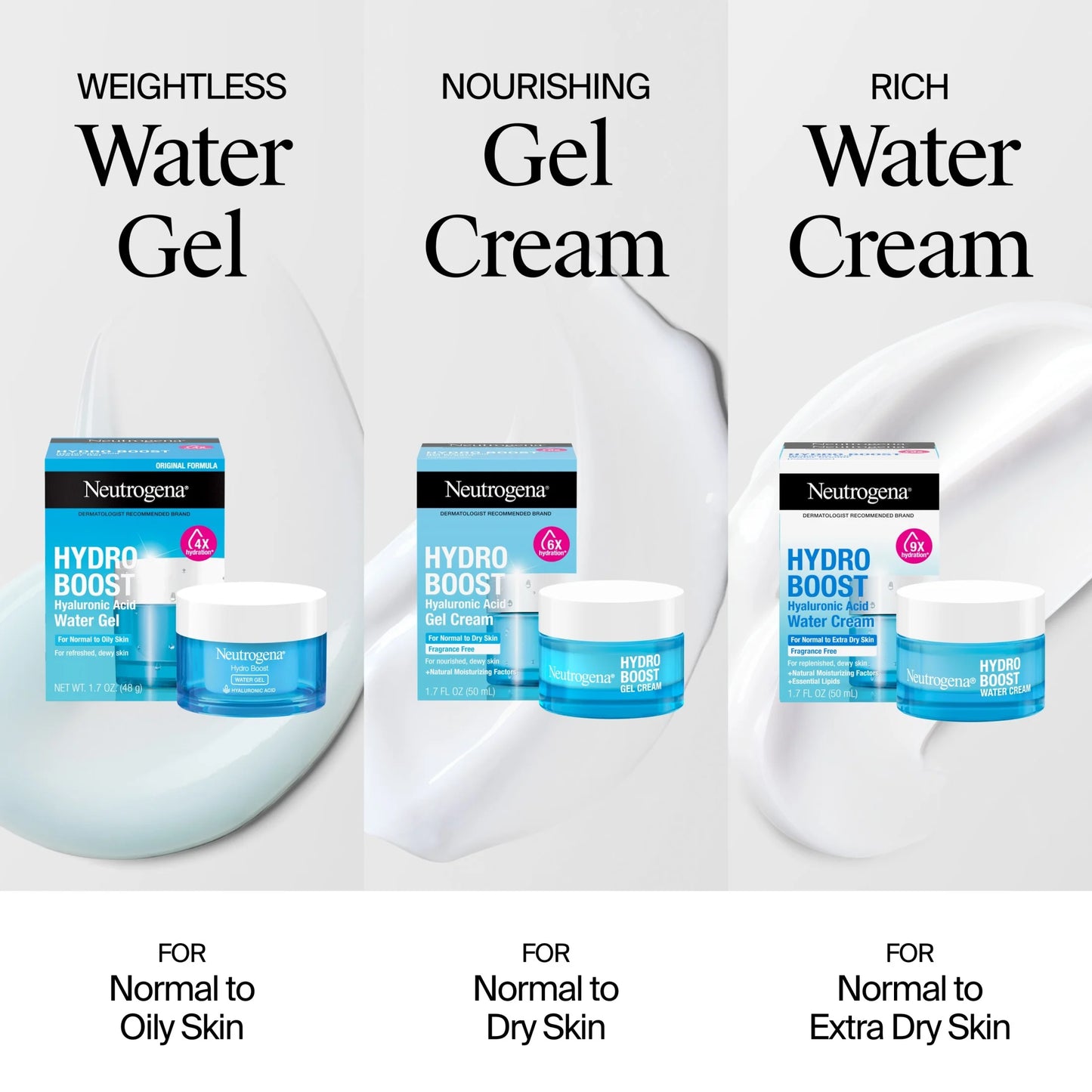 (2 Pack) Hydro Boost Water Gel Face Moisturizer Lotion with Hyaluronic Acid, 1.7 Oz