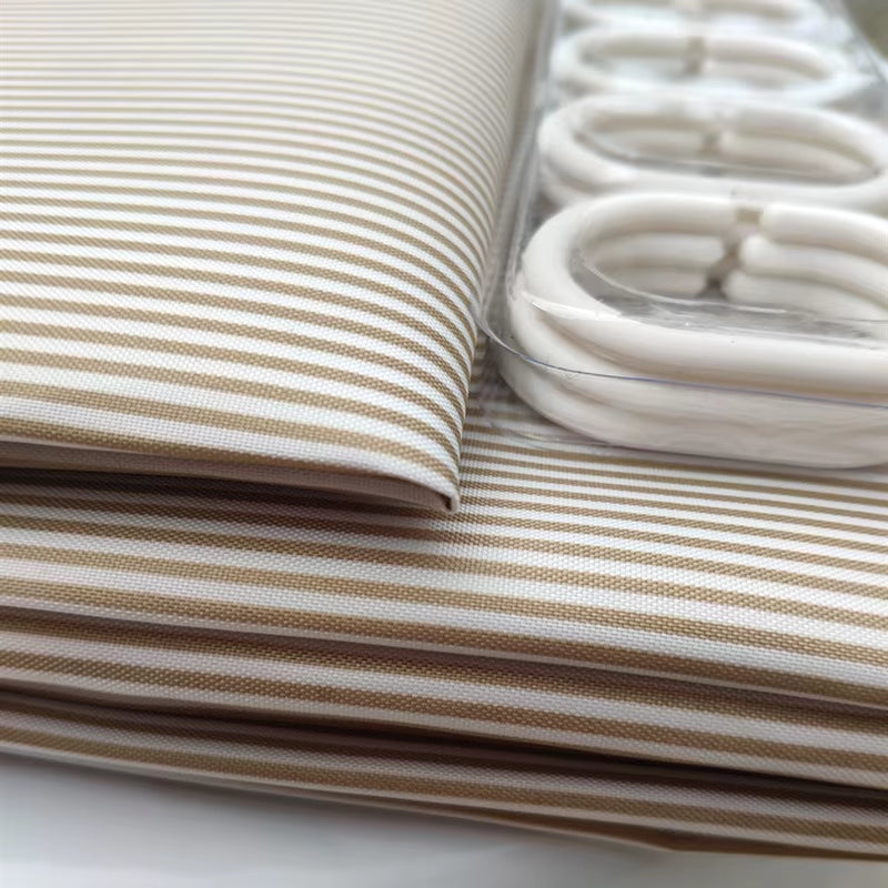 . Bathroom Waterproof Shower Curtain. Beige Pinstripe Shower Curtain. High-Quality Thickening Shower Curtain - Puck's