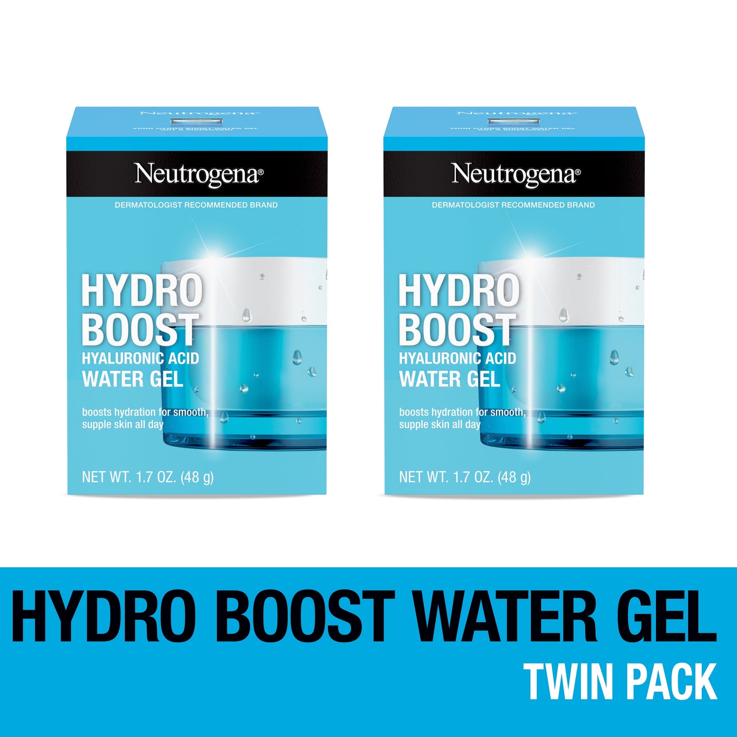 (2 Pack) Hydro Boost Water Gel Face Moisturizer Lotion with Hyaluronic Acid, 1.7 Oz - Puck's