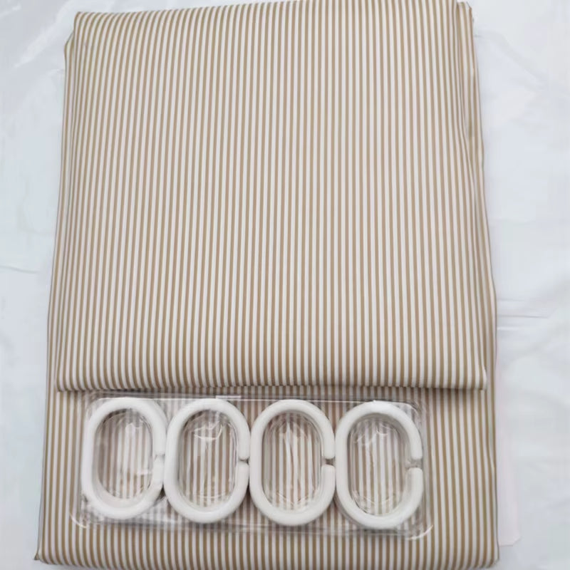 . Bathroom Waterproof Shower Curtain. Beige Pinstripe Shower Curtain. High-Quality Thickening Shower Curtain - Puck's