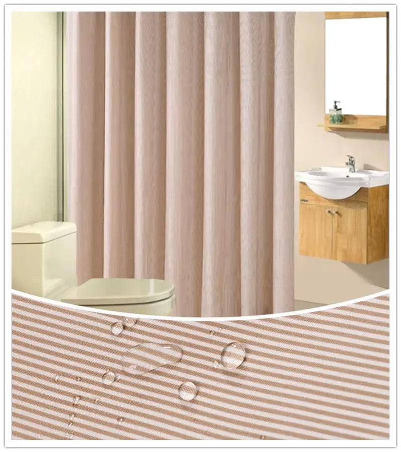 . Bathroom Waterproof Shower Curtain. Beige Pinstripe Shower Curtain. High-Quality Thickening Shower Curtain - Puck's
