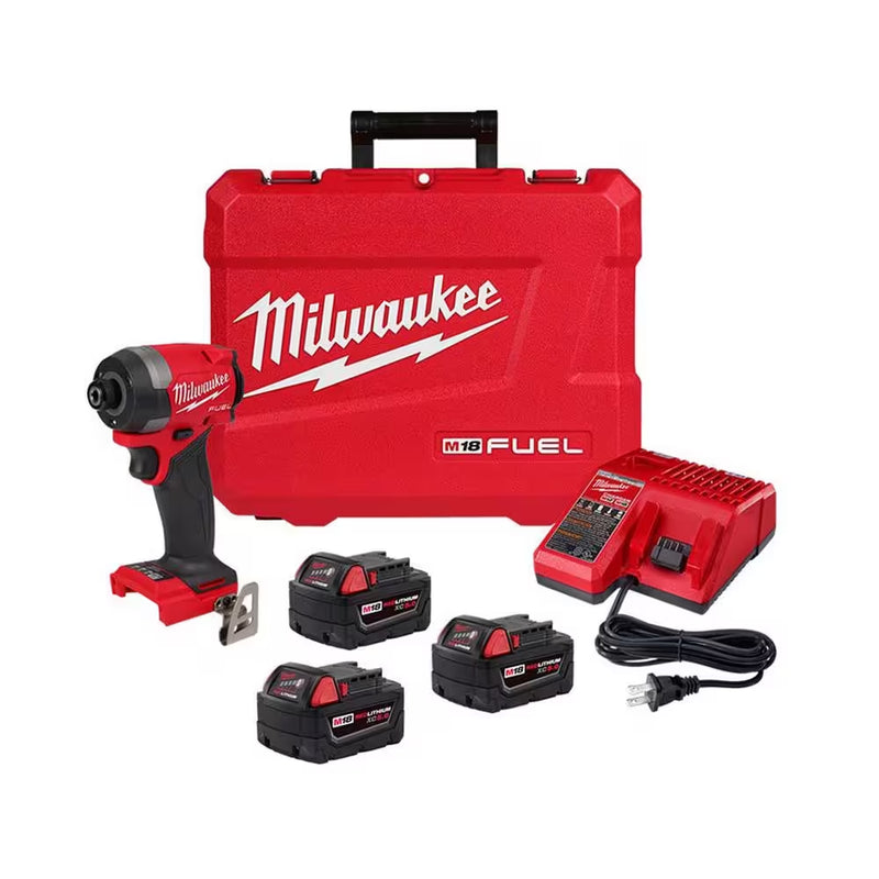 M18 Fuel 18-V Lithium-Ion Brushless Cordless 1/4 In. Hex Impact Driver Kit W/(3) 5.0 Ah Batteries, Charger & Hard Case - Puck's
