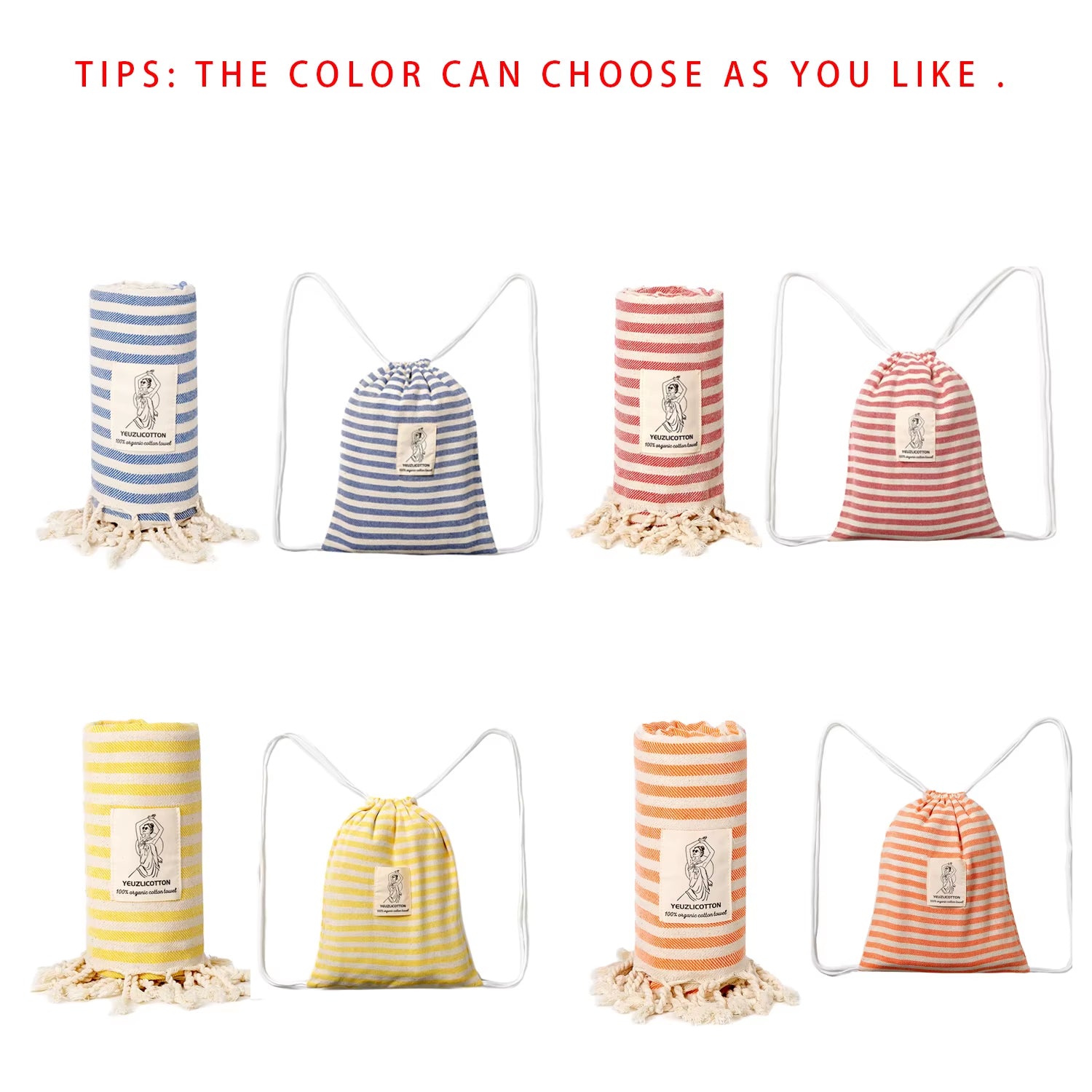 YEUZLICOTTON Hot Sale Luxury Striped Tassel 100% Cotton Sauna Spa Bath Towel for Home 100*180CM Travel Turkish Large Beach Towel - Puck's