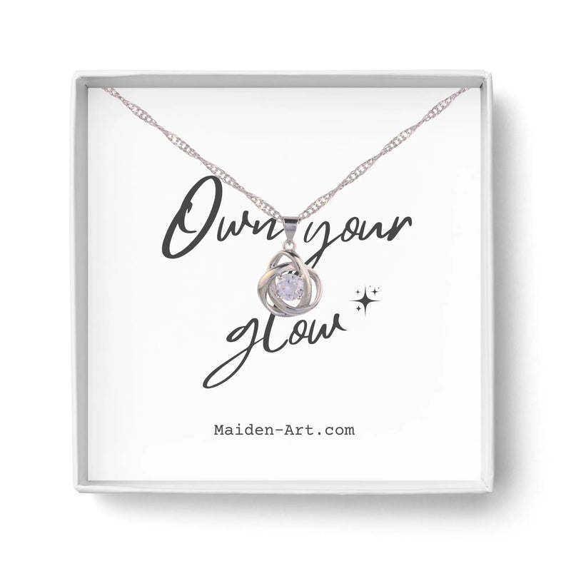 Round Knot Pendant Necklace with Cubic Zirconia - Puck's