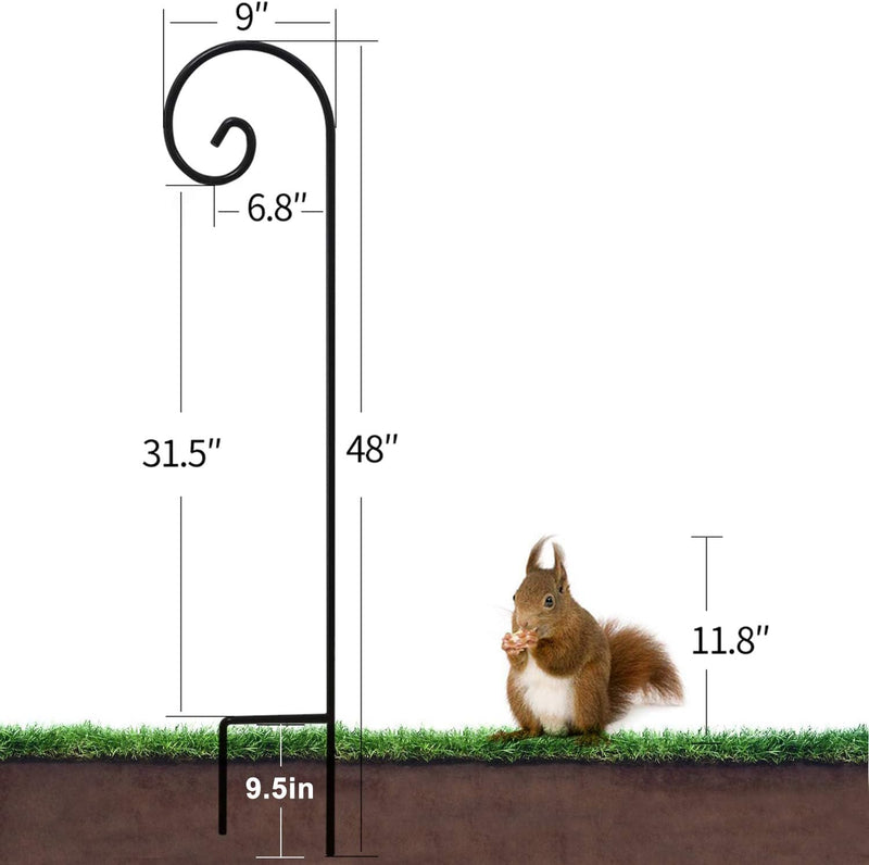 Shepherd Hook 48 Inch 2 Pack No Assembly Required 2/5 Inch Heavy Duty Solid Metal Hanging Pole for Outdoor Garden Plant,Bird Feeder,Lanterns,Wedding Decor,Plant Baskets Wind Chimes - Puck's
