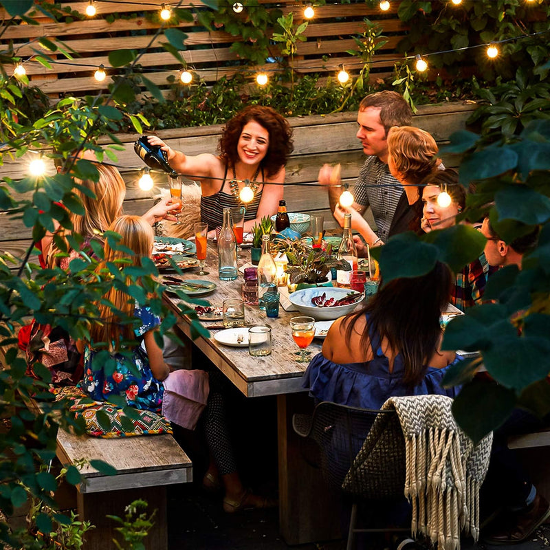 50FT LED G40 Globe String Lights, Shatterproof Outdoor Patio String Lights with 50+2 Dimmable Edison Bulbs, 50 Backyard Hanging Bistro Light Waterproof for Balcony Party Wedding Market Cafe - Puck's