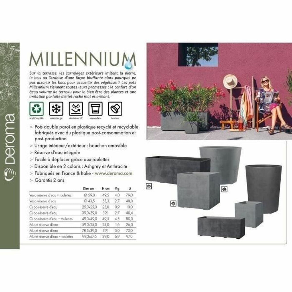 Planter Deroma Millennium R Grey Anthracite Plastic Recycled plastic Circular Vase-3