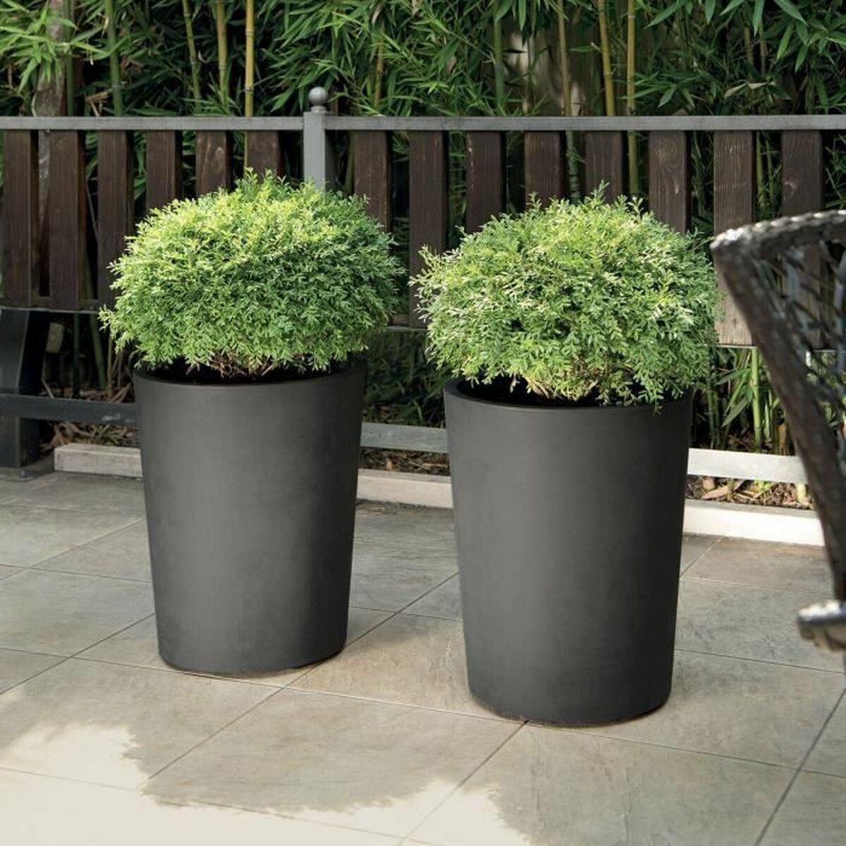 Planter Deroma Millennium R Grey Anthracite Plastic Recycled plastic Circular Vase-1