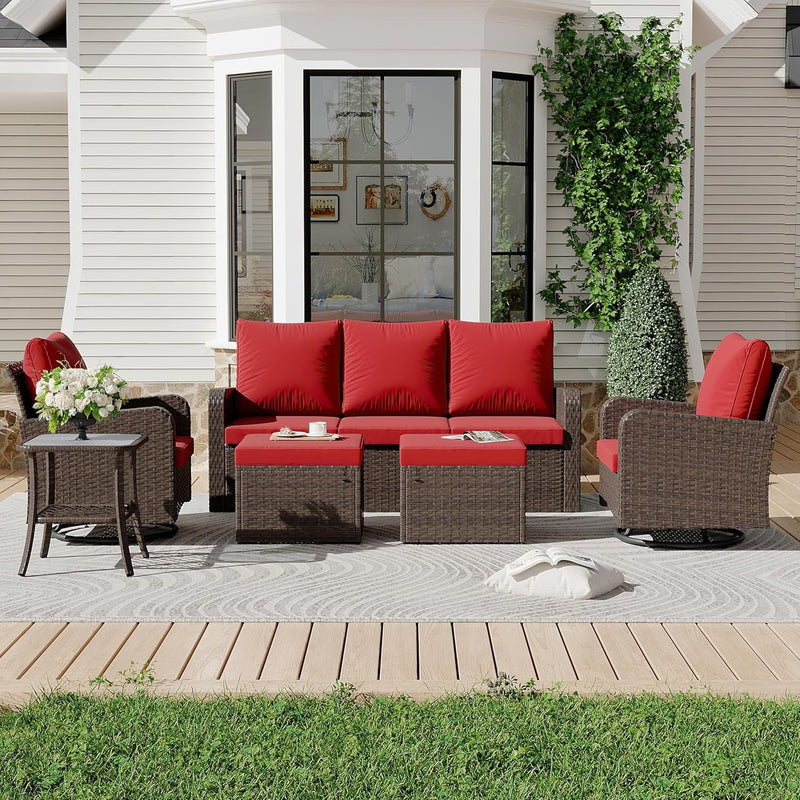 6 Piece Patio Furniture Set with Swivel Chairs-1