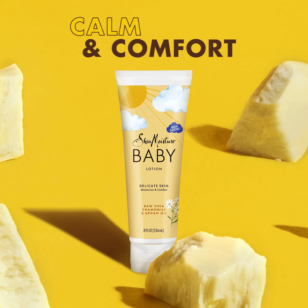 Moisturizing Baby Lotion for Dry Skin Raw Shea Chamomile & Argan Oil, 8 Oz - Puck's