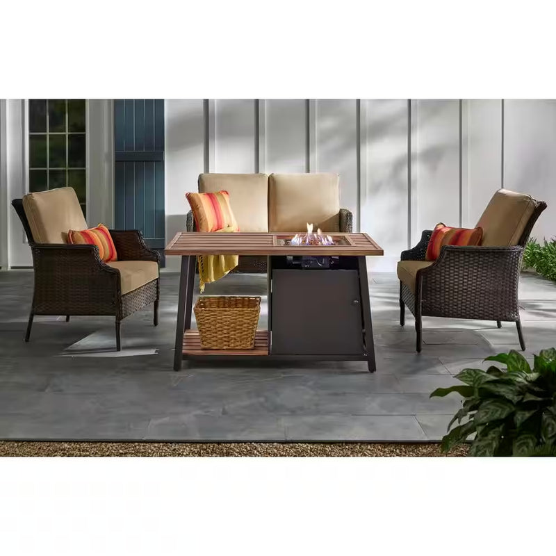Fordham 46 In. B 45000 Btu Bruin Staal Propaan Openlucht Brandkuil Tafel met Lavastenen - Puck's