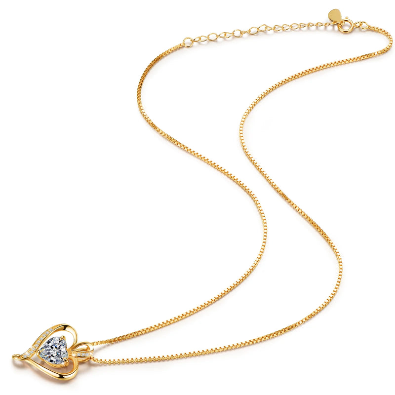 Heart Necklaces for Women 925 Sterling Silver Pendant Necklace Rose Gold White Gold/14K Gold Plated Love Necklace for Her Girlfriend Wife Valentines Day Birthday Women Jewelry Gifts 18"+2" - Puck's