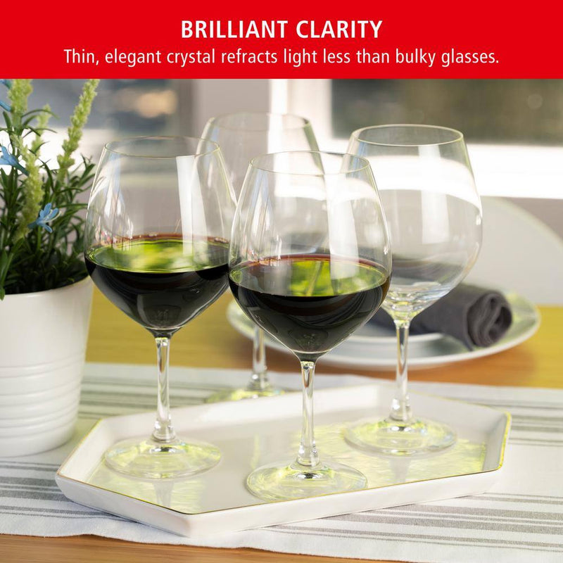 25 Oz. Burgundy Wine Glasses European-Made Lead-Free Crystal, Classic Stemmed, Dishwasher Safe, Gift Set (Set of 4) - Puck's