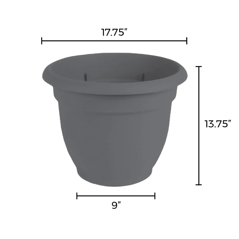 Ariana Pot Planter: 16" - Charcoal - Durable Resin Pot, for Indoor and Outdoor Use, Gardening, Self Watering Disk Included, 6 Gallon Capacity - Puck's