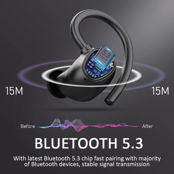 Wireless Earbud, Bluetooth 5.1 Headphones Sport Wireless Bluetooth Earphones in Ear Noise Cancelling Earbud with Mic Deep Bass, Earhooks Ear Buds IP7 Waterproof 48H Headset for Running Gym[2021 New] - Puck's