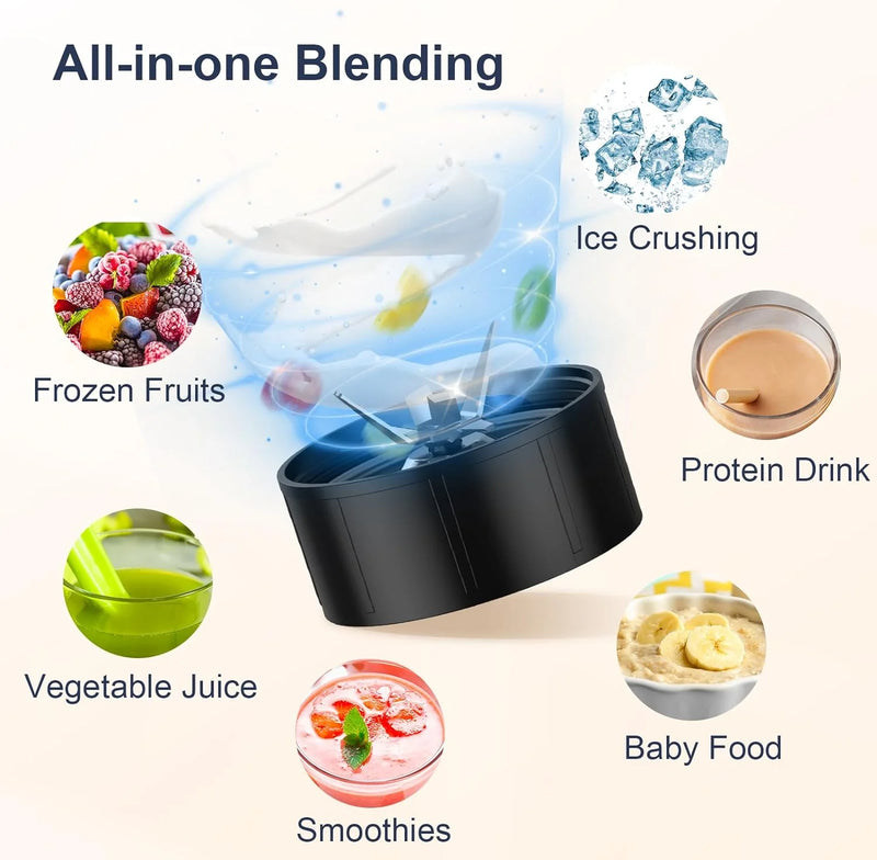 Personal Blender with 2 X 22Oz Travel Bottle and Lid, Portable Smoothie Blender and Coffee Grinder in One, 900W Small Blender Mixer with 6-Leaf Blade for Shakes and Smoothies, BPA Free(Black) - Puck's