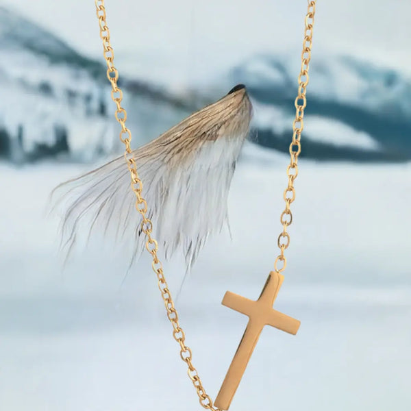 14K Gold Necklace | Gold Plated Cross Pendant Necklace - Puck's