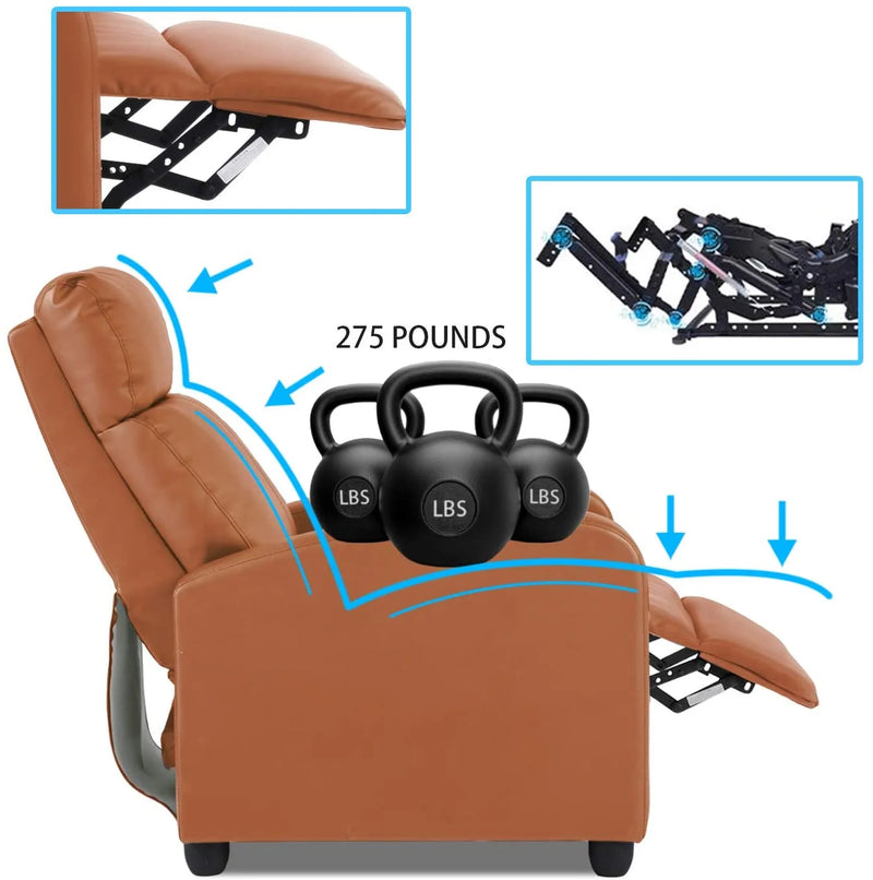 Bestoffice PU Leather Contemporary Manual Reclining Chair with Zero Gravity, Black - Puck's