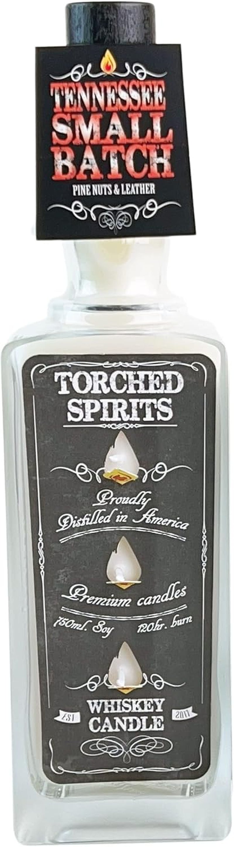 Spirits Whiskey Bottle Scented Candles, Natural Soy Wax Candle, Pine Nuts and Leather Fragrance, Great Gift for Men, Bourbon and Whiskey Lovers, Bar Man-Cave Decor, 750 Ml, 120 Hrs Burn Time - Puck's