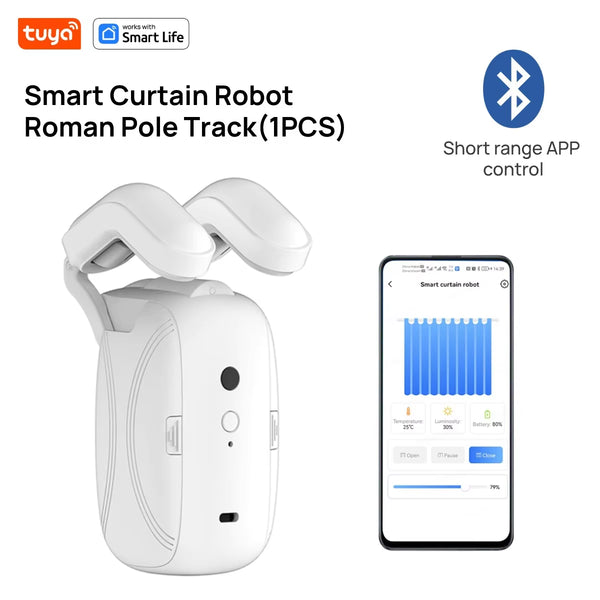 1PCS Tuya Smart Curtain Robot, Roman Rod Track, APP Control,Single/Double (Works with Tuya Gateway for Remote Control） - Puck's