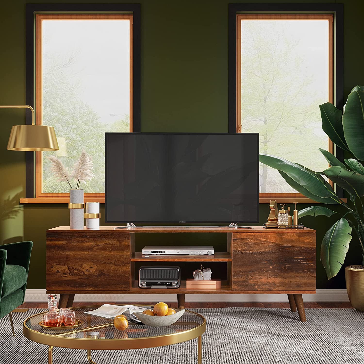 TV Stand for 55 60 Inch TV, Mid Century Modern TV Console, Entertainment Center - Puck's
