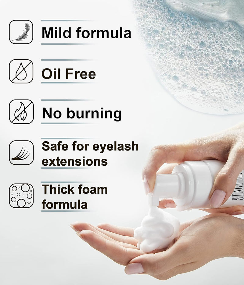 Lash Shampoo 100Ml+ Eyelash Growth Serum Eye Makeup Remover + Lash Serum for Eyelash Growth and Thickness/Lash Cleaning Kit of Lash Cleanser + Brush & Eyelash Serum to Grow Lashes… - Puck's