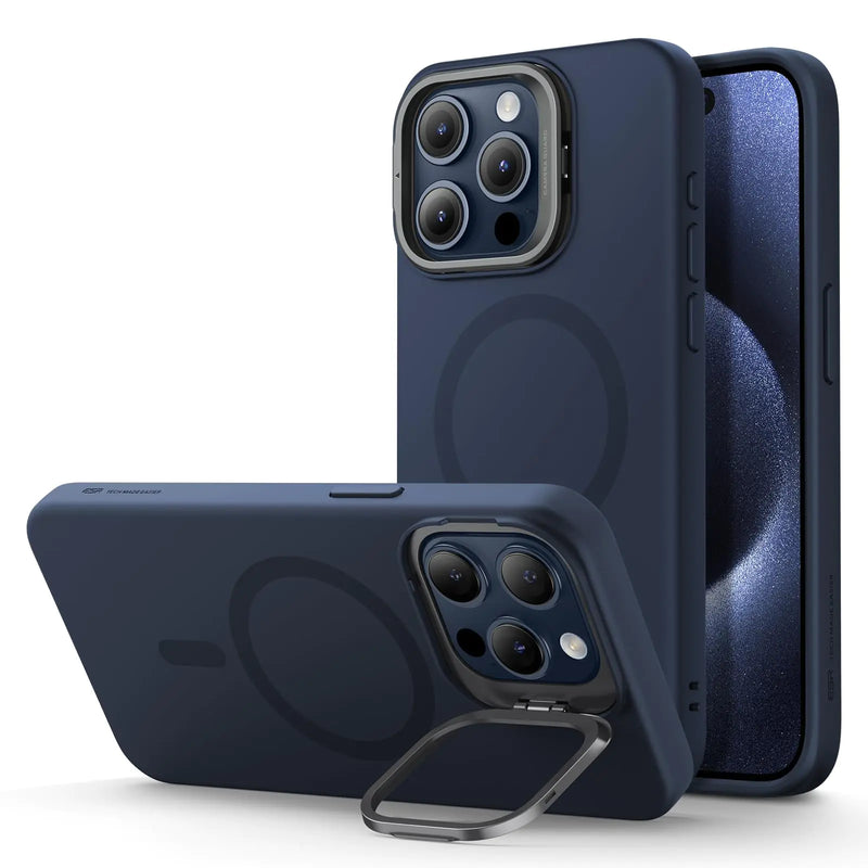 ESR for iPhone 15 Plus Case, Compatible with MagSafe, Military-Grade Protective Case, Built-in Stash Stand Phone Case, Scratch-Resistant Back Cover, Classic Series, Clear - Puck's