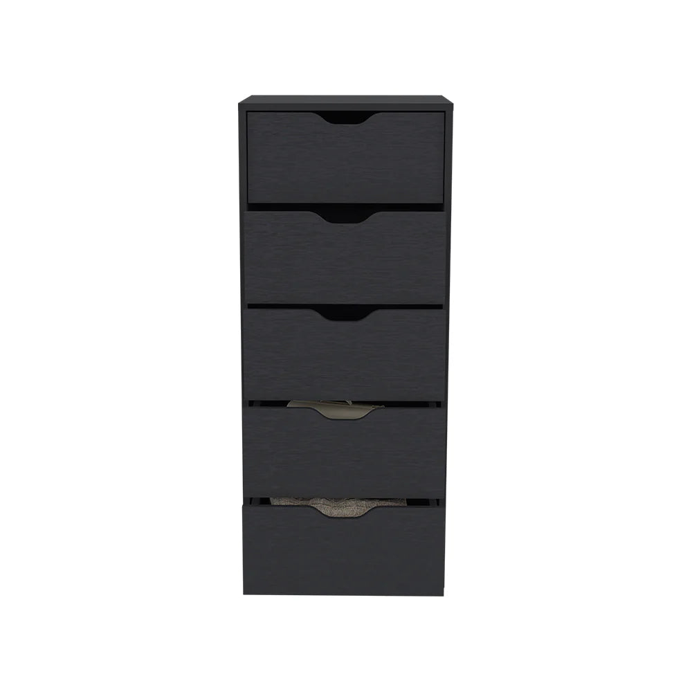 Dresser Kamran, Five Drawers Narrow, Black Wengue Finish - Puck's