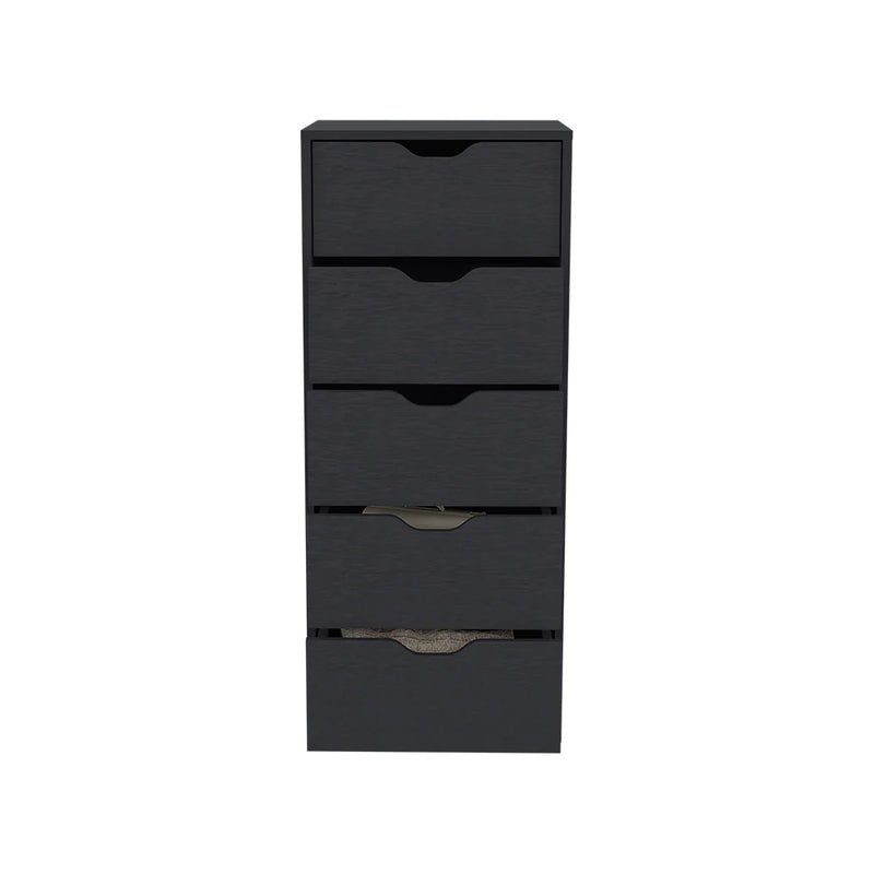 Dresser Kamran, Five Drawers Narrow, Black Wengue Finish - Puck's