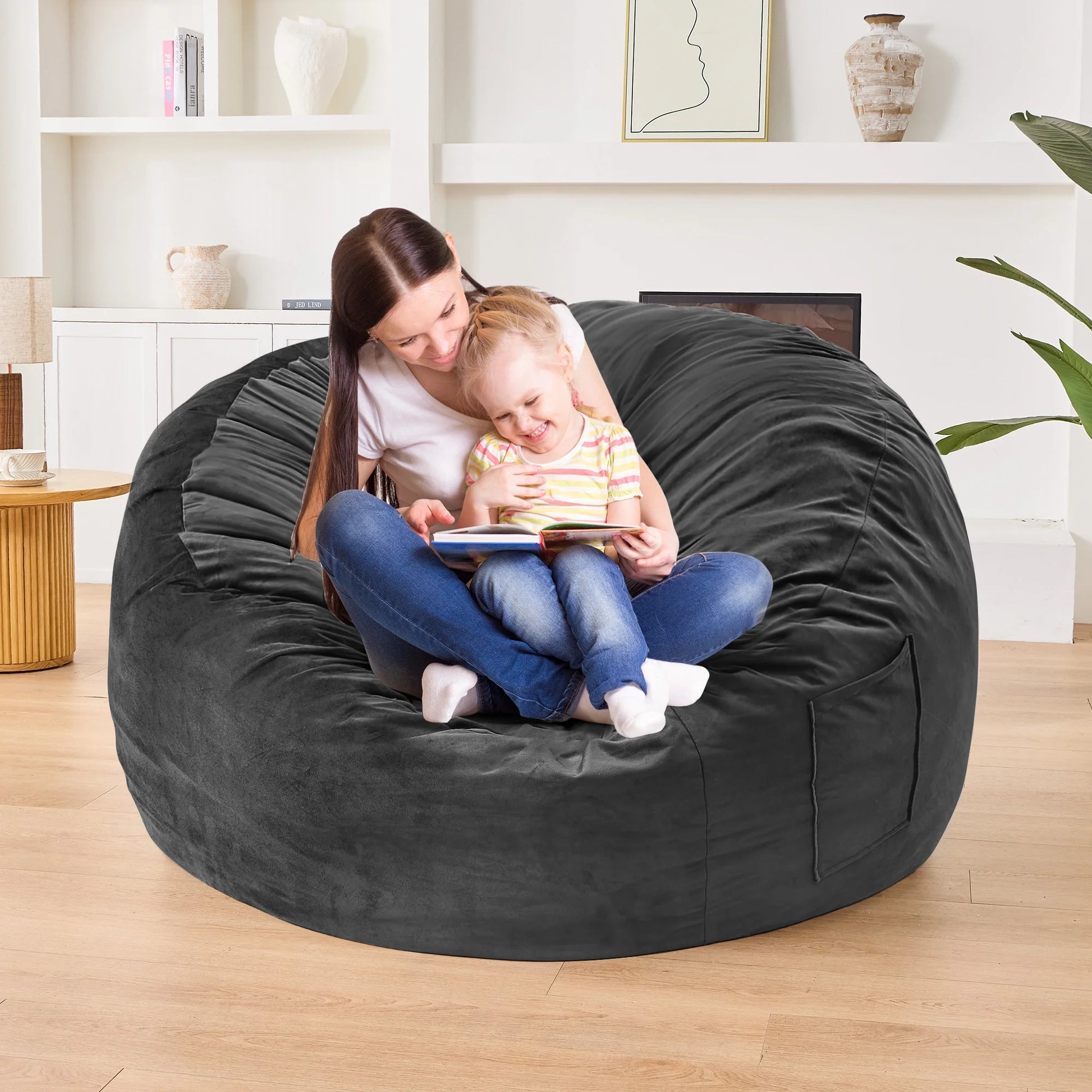 Bean Bag Chair Stuffed Memory Foam for Adults，X-Large Size Beanbag Sofa，5 Ft