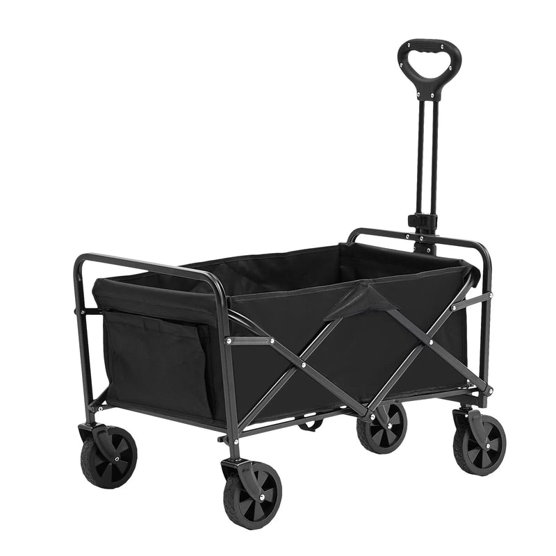VEVOR Collapsible Folding Wagon, 2 Cu.Ft Beach Wagon Cart with All-Terrain 5In Wheels, Heavy Duty Folding Wagon Cart 220 Lbs Weight Capacity with Drink Holders, Sports Wagon for Camping, Shopping, Gar - Puck's