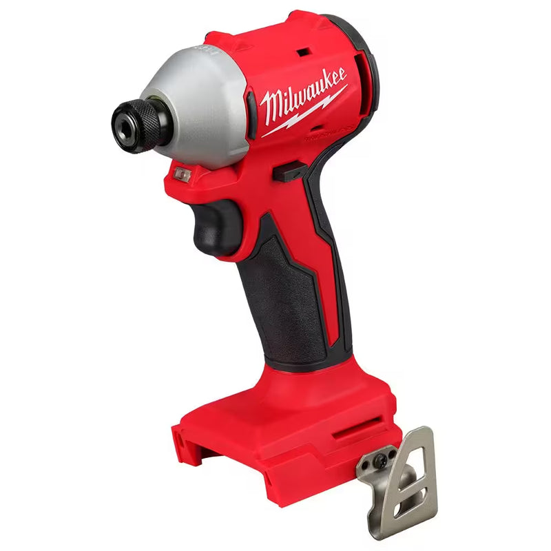 M18 18-Volt Lithium-Ion Compact Brushless Cordless 1/4 In. Impact Driver Kit with One 2.0 Ah Battery, Charger & Tool Bag - Puck's