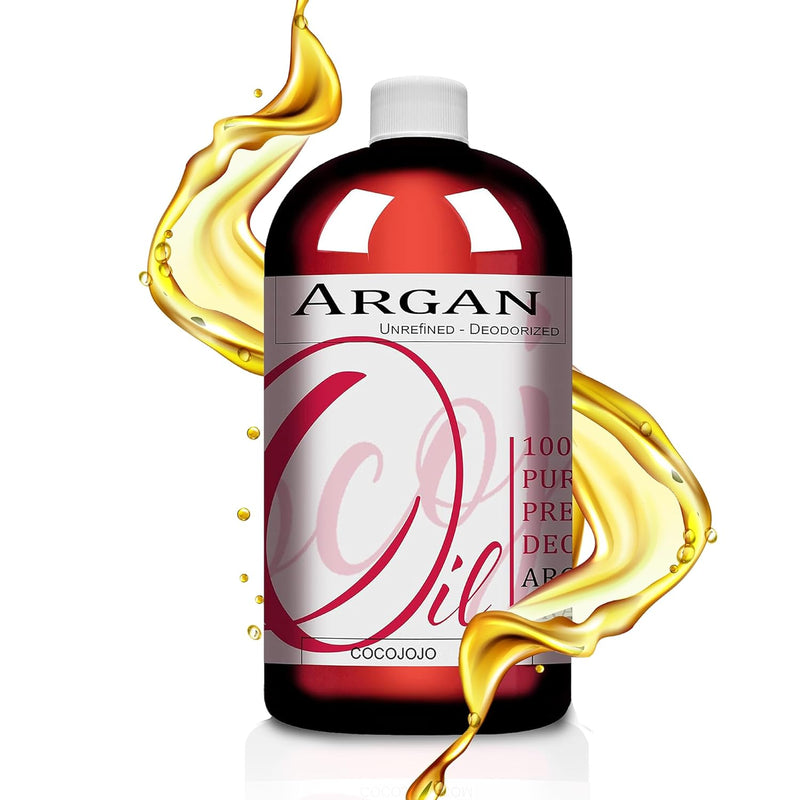 Argan Oil Deodorized, Argan Oil for Hair, Hair Treatment Oils, Hair Oils, 100% Pure Argan Oil Organic, Argan Oil for Face, Unrefined Unscented Cold Pressed Extra Virgin - 32 Oz (Pack of 1) - Puck's