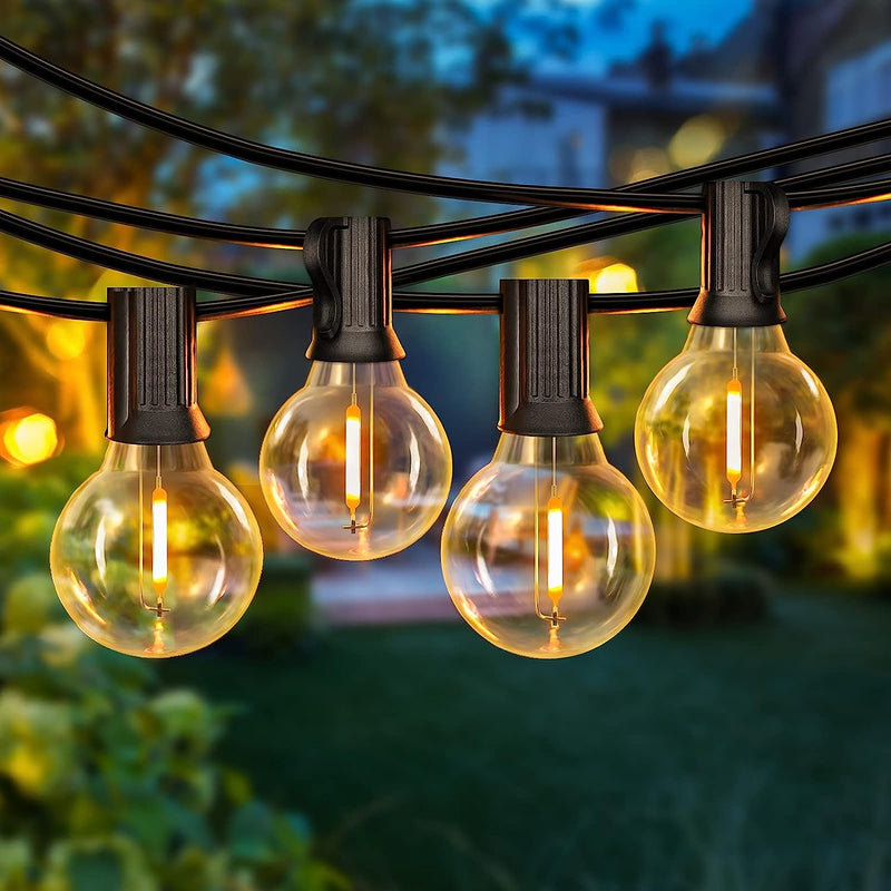 50FT LED G40 Globe String Lights, Shatterproof Outdoor Patio String Lights with 50+2 Dimmable Edison Bulbs, 50 Backyard Hanging Bistro Light Waterproof for Balcony Party Wedding Market Cafe - Puck's