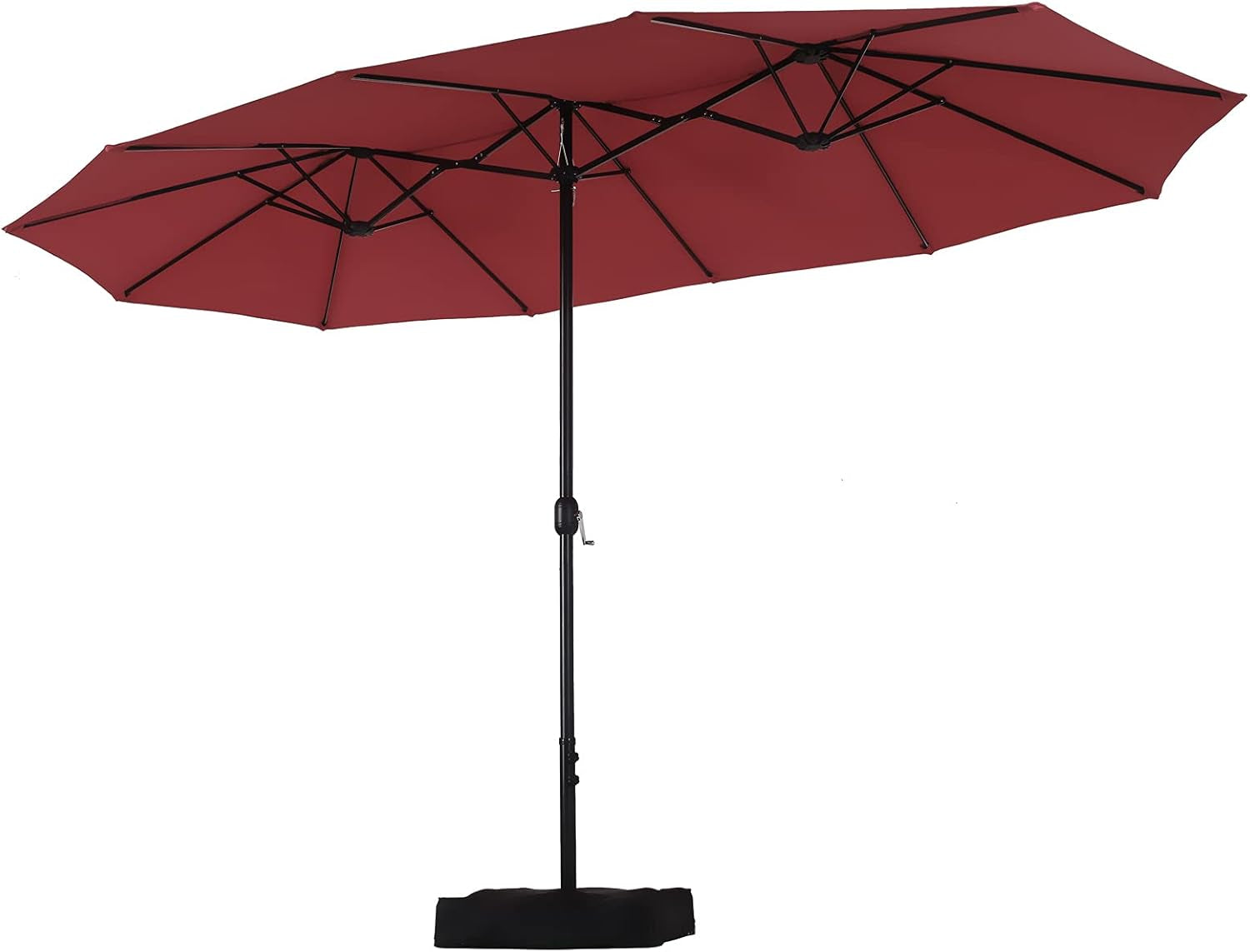 15Ft Large Patio Umbrella with Base, Double-Sided Outdoor Umbrella, Wine - Puck's