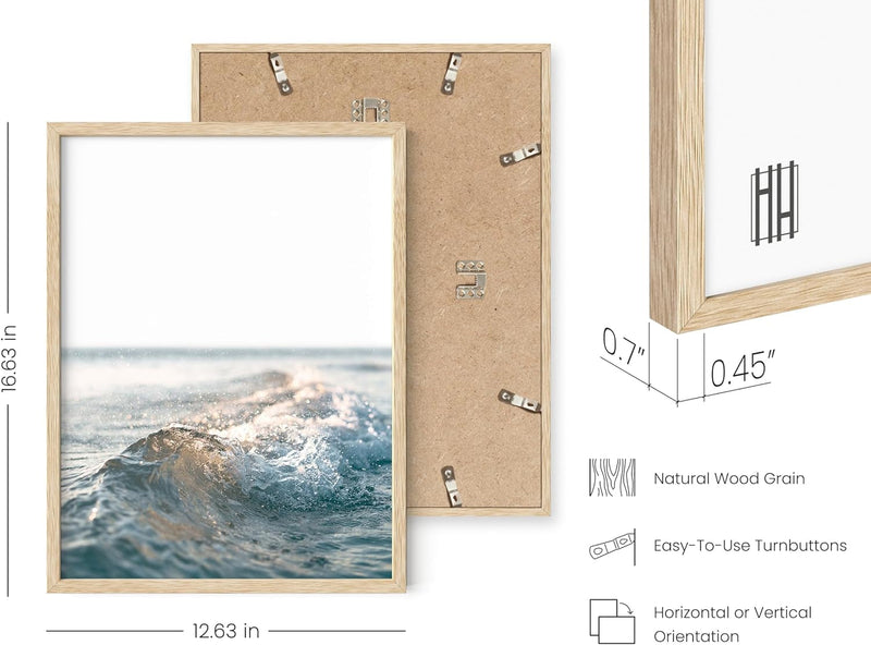 Ocean Wall Art and Wave Poster - Ocean Wave Posters and Beach Art Ocean Posters, Wave Poster and Ocean Wall Decor, Hawaii Surfer Room Decor, Waves Print (Beige Frame, 12X16) - Puck's