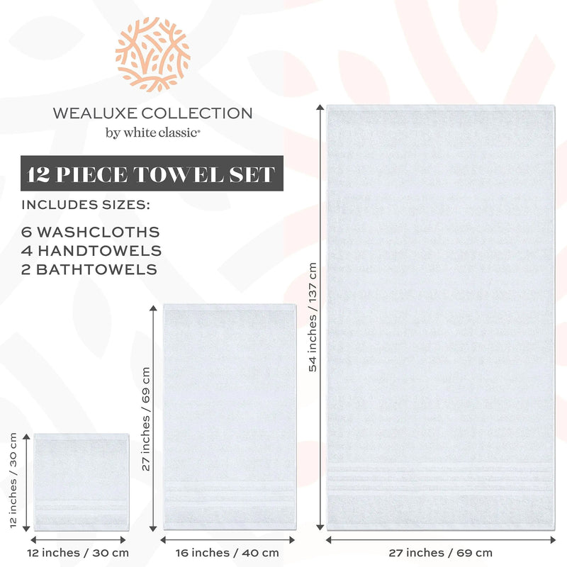 12 Pcs Bath Towel Set for Bathroom 100% Cotton Soft and Plush Highly Absorbent - Puck's