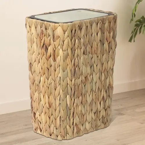 2-in-1 Wicker Bin With Pressed Top Cover, Woven Waste Paper Basket And Basket For Bathroom, Kitchen, Living Room, Bedroom Unavailable Platforms- Welfel - Puck's