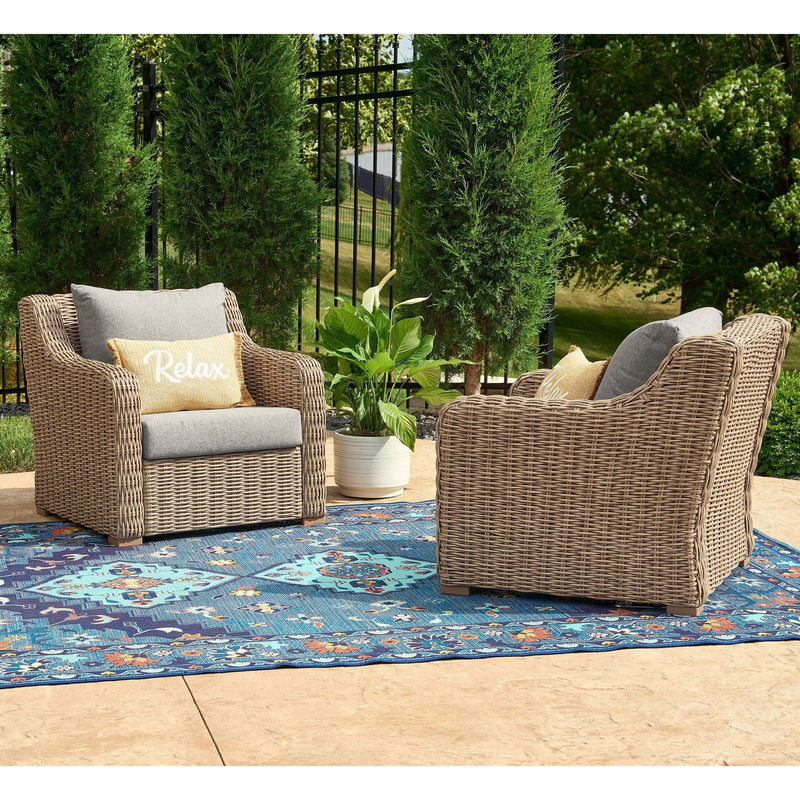 Bellamy 2-Pack Outdoor Wicker Club Lounge Chairs Grijze Kussens met Patiohoes - Puck's