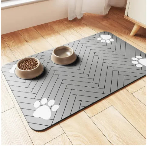 Pet Cat And Dog Eating Diatom Ooze Floor Mat Feeding Splash-proof Household Water-absorbing Quick-drying - Puck's