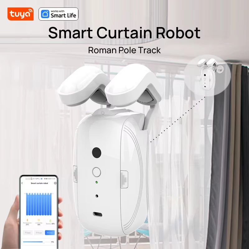 1PCS Tuya Smart Curtain Robot, Roman Rod Track, APP Control,Single/Double (Works with Tuya Gateway for Remote Control） - Puck's
