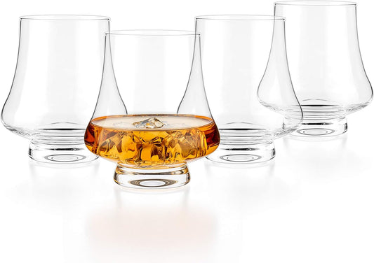 - Bourbon Whisky Crystal Glass Snifter, Set of 4 - Wide Tasting Glasses - Handcrafted - Good for Cognac Brandy Scotch - 9-Ounce/260Ml - Puck's Puck's