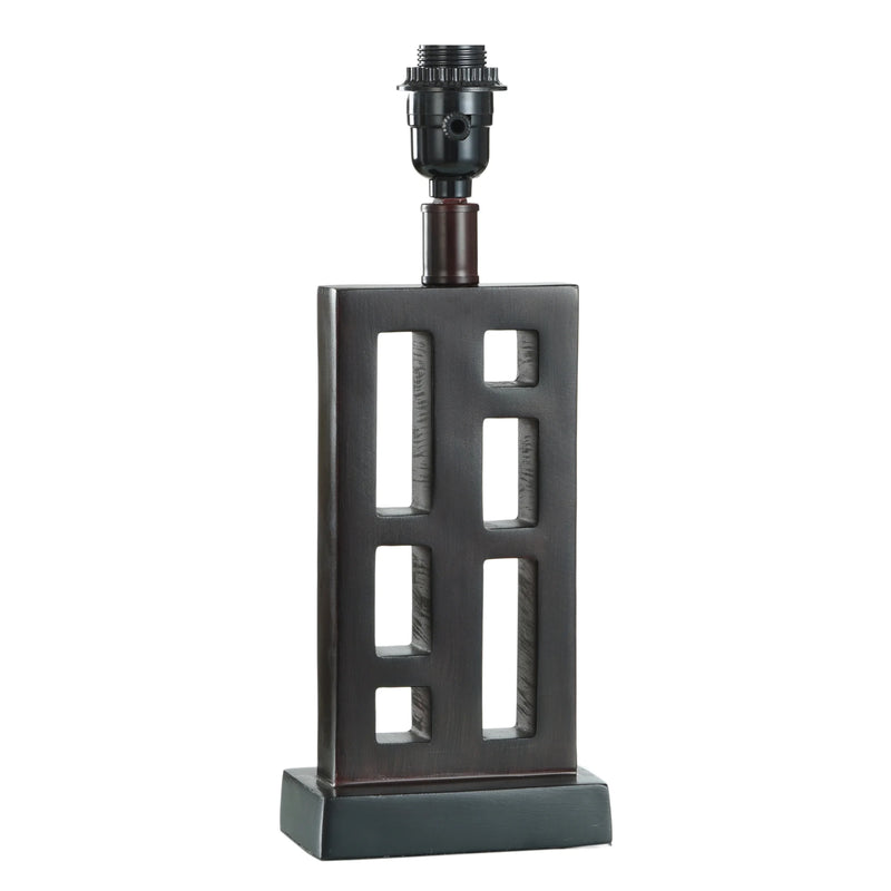 Better Homes & Gardens Open Works Lamp with Shade, Walnut, 11"L X 7"W X 19"H - Puck's