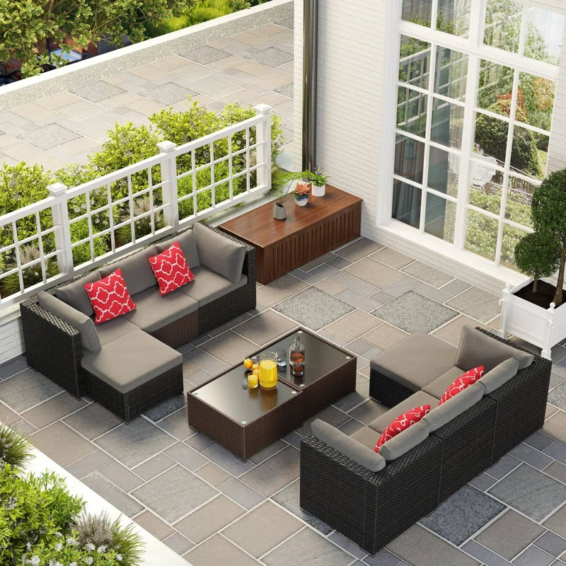 Dossena Wicker 3 - Person Modular Patio Conversation Sets with Cushions