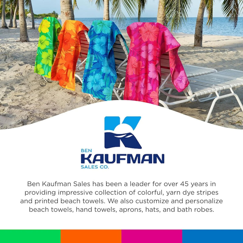 Kaufman - Colorful Hibiscus Beach Towels | 100% Cotton with Ends Hemmed | 30" X 60" | Colorful Soft & Absorbent Pool Towels for Adults and Kids | Fiber Reactive | 4 Pack