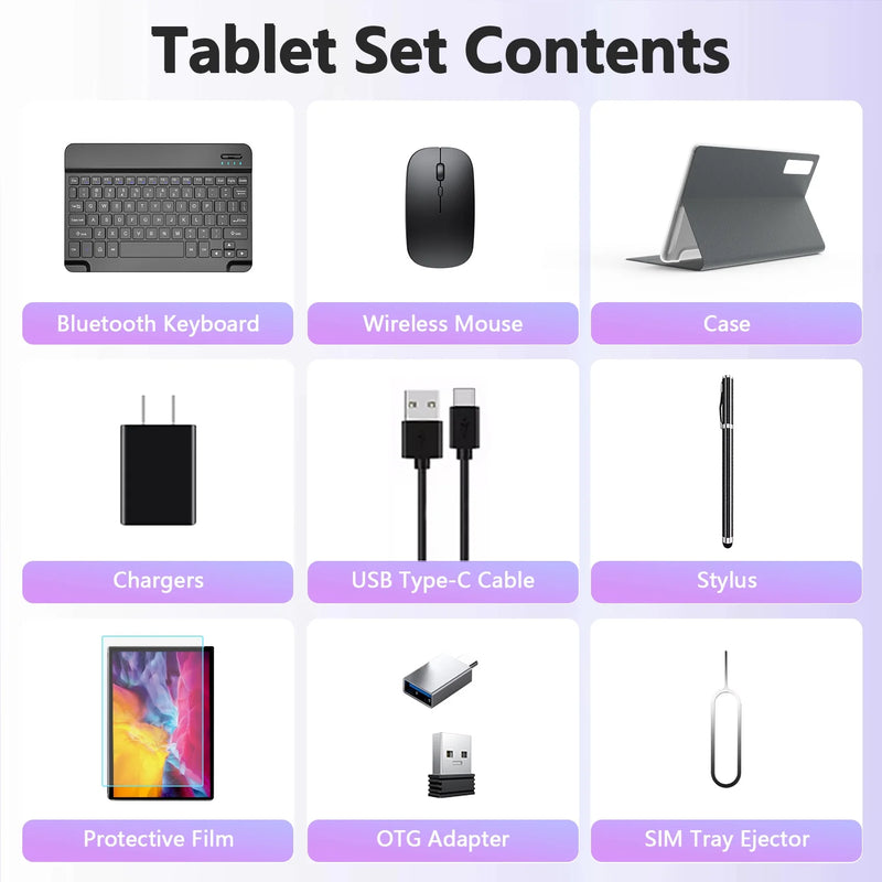Tablet 10Inch Tablet,Android 14 Tablet,64Gb ROM 8GB Ram,Wifi 6,Octa-Core 5G Wifi,Widevine L1,Wireless Projection,Bluetooth,Dual Camera,7000Mah Battery,Hd Screen,2024 Newest Tablet with Keyboard,Black - Puck's