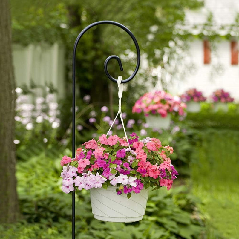 Shepherd Hook 48 Inch 2 Pack No Assembly Required 2/5 Inch Heavy Duty Solid Metal Hanging Pole for Outdoor Garden Plant,Bird Feeder,Lanterns,Wedding Decor,Plant Baskets Wind Chimes - Puck's