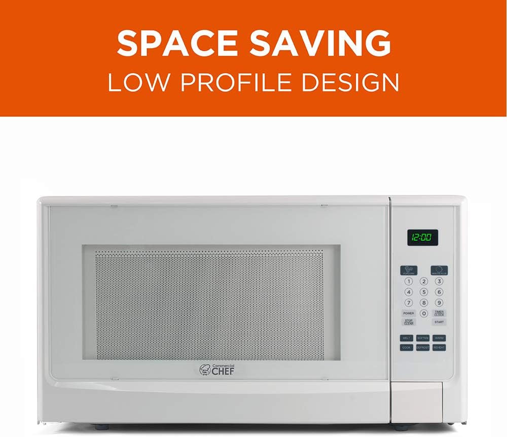 1.4 Cubic Foot Microwave with 10 Power Levels, Small Microwave with Push Button, 1100 Watt Microwave with Digital Control Panels, Countertop Microwave with Timer, White - Puck's