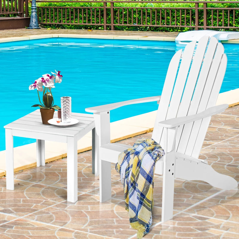 Outdoor Adirondack Chair Accent Chair Solid Wood Durable Patio Garden Furniture White - Puck's